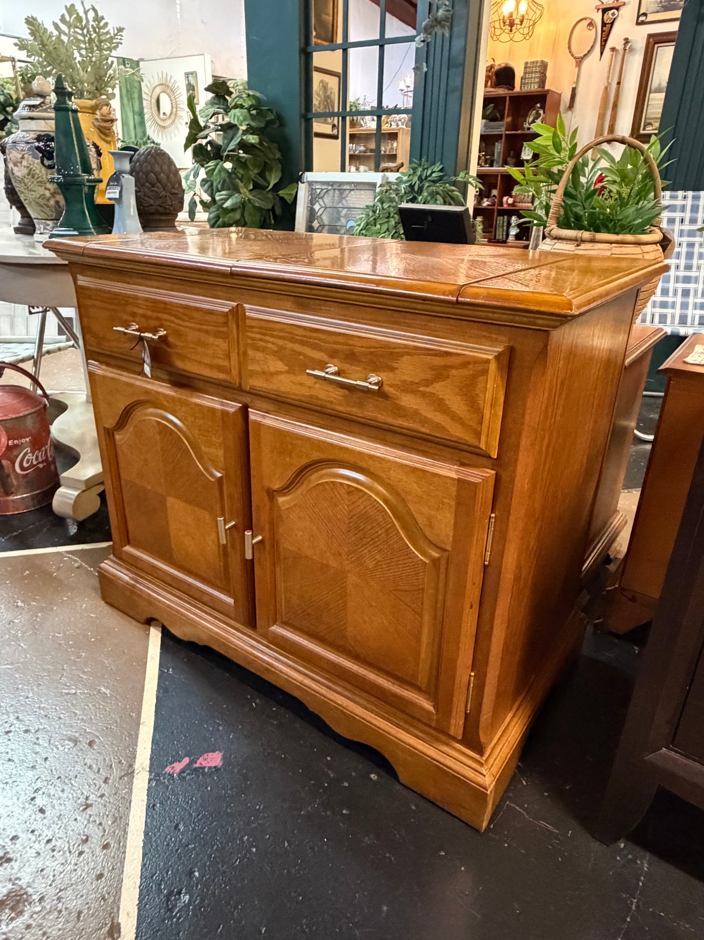Buffet with Flip out Top Oak Color