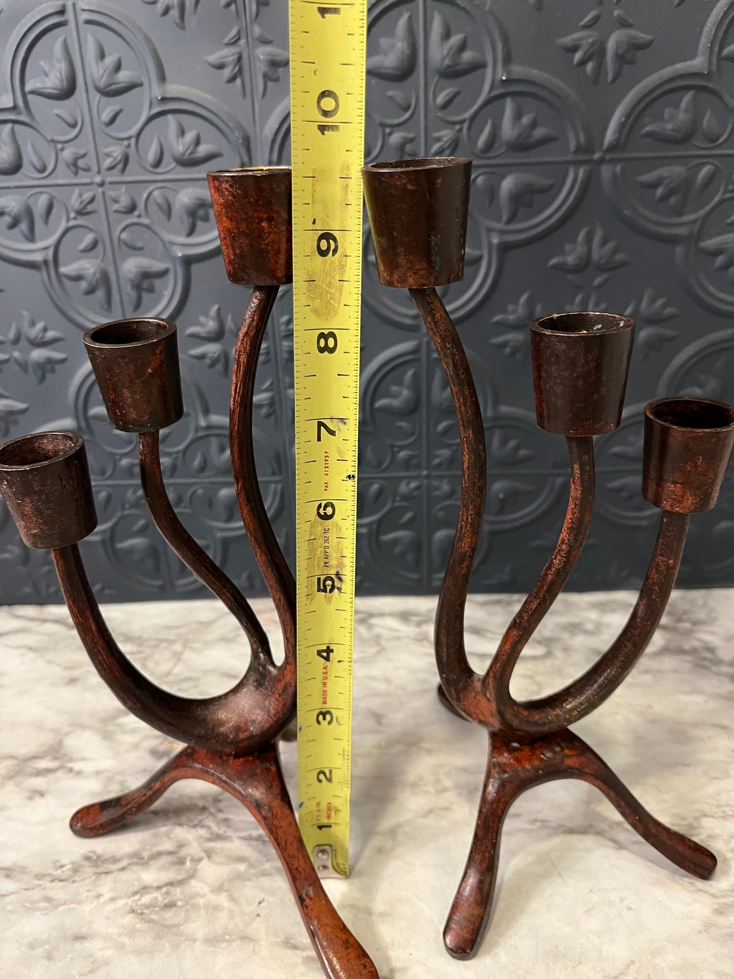 MCM Brutalist Wavy Candle Holder Cast Iron- each