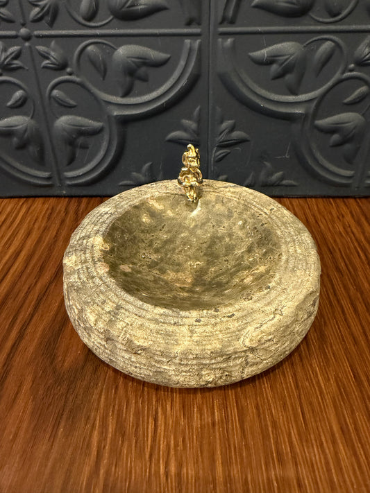 Petrified Stone Dish with Elf