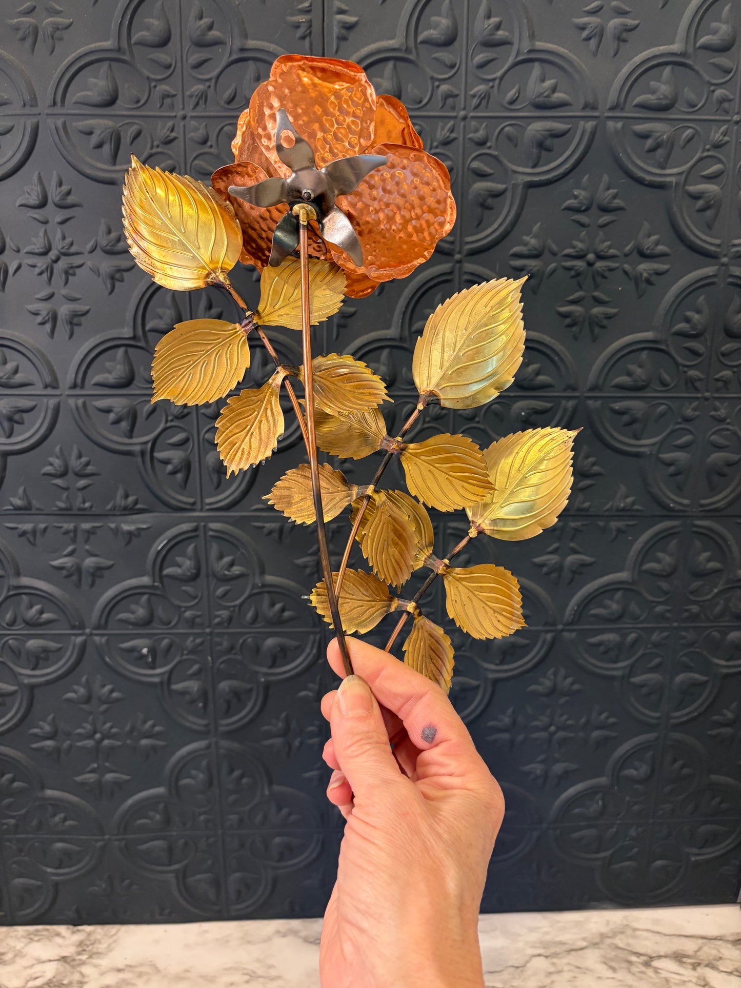 Homco Brass and Copper Rose