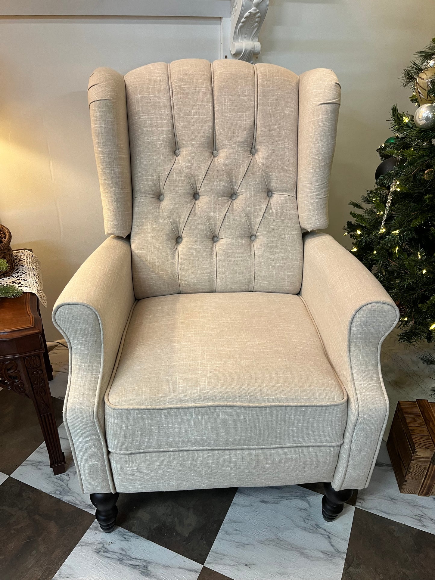 Cream Tufted Recliner