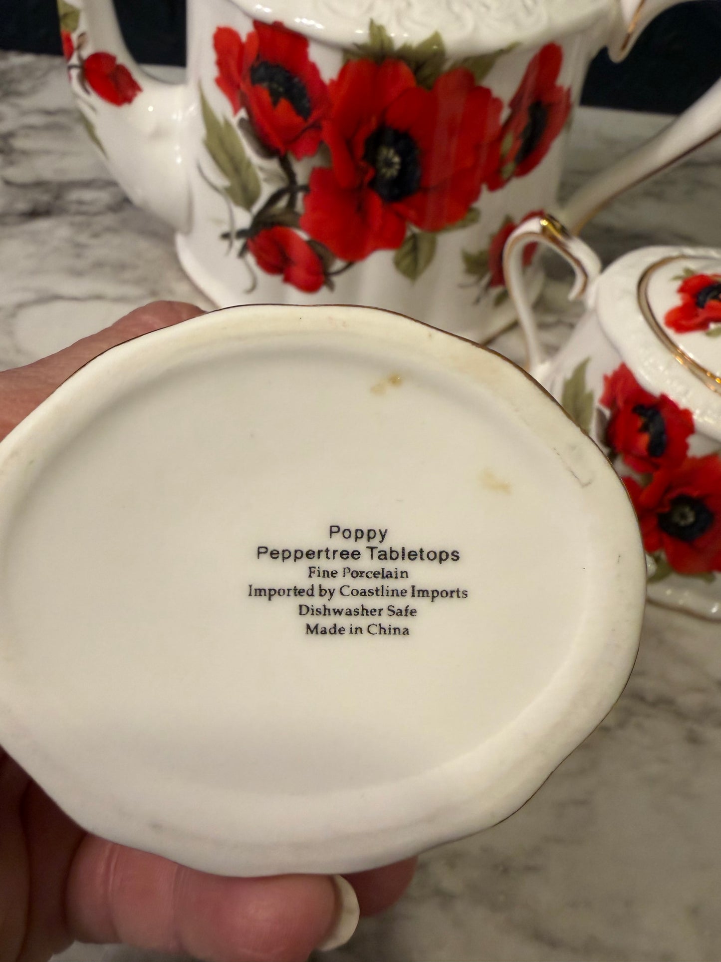 Gracie Red and White Poppy Tea Set 3 Pieces