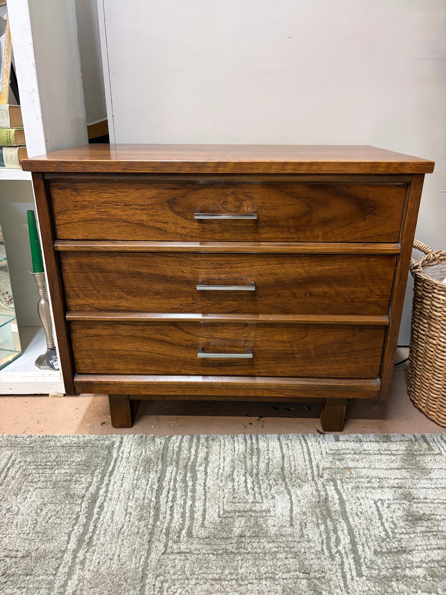 1970's Walnut and Chrome Nightstand