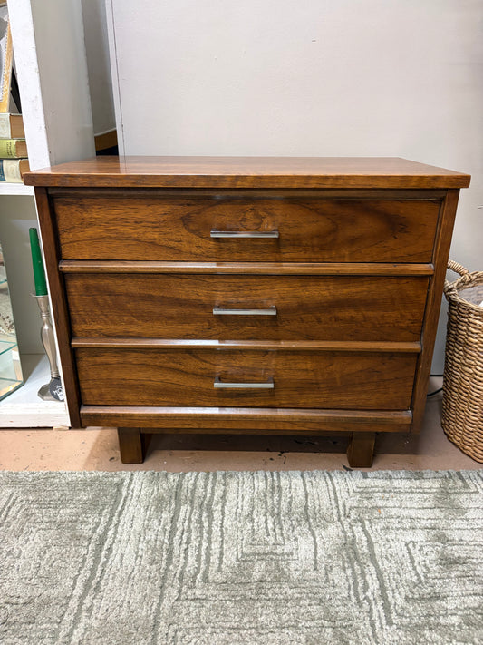 1970's Walnut and Chrome Nightstand