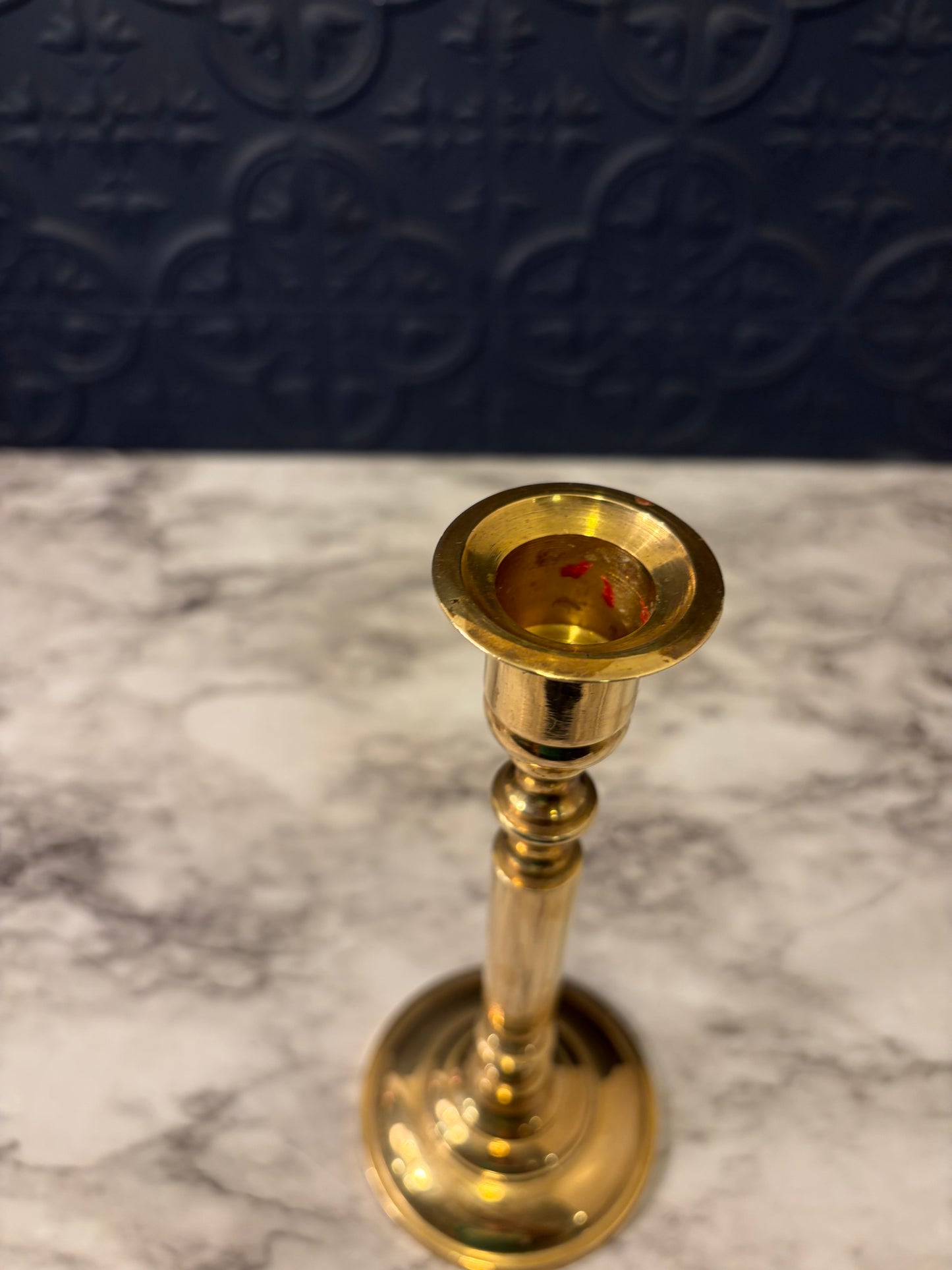 8.75 Gold Brass Candle Holder will Bell cup