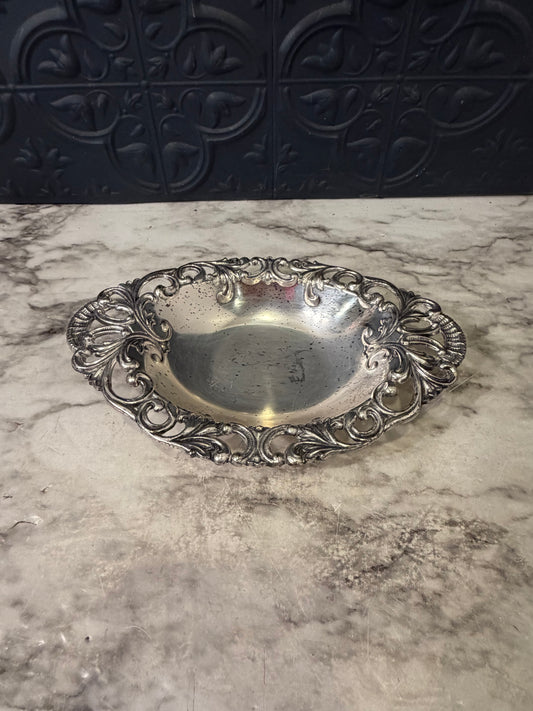 Raimond Silver Plate Oval Ornate Trinket Bowl