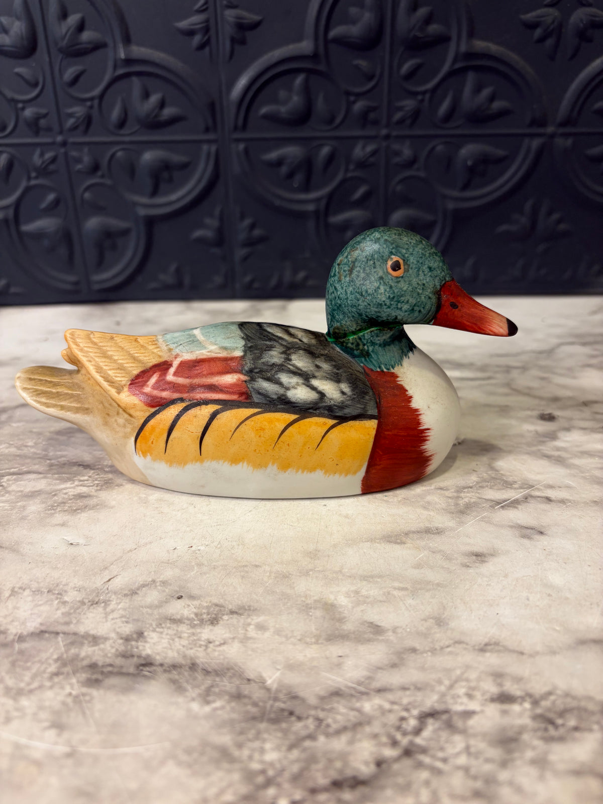 Porcelain Hand Painted Mallard Duck 6" AS IS