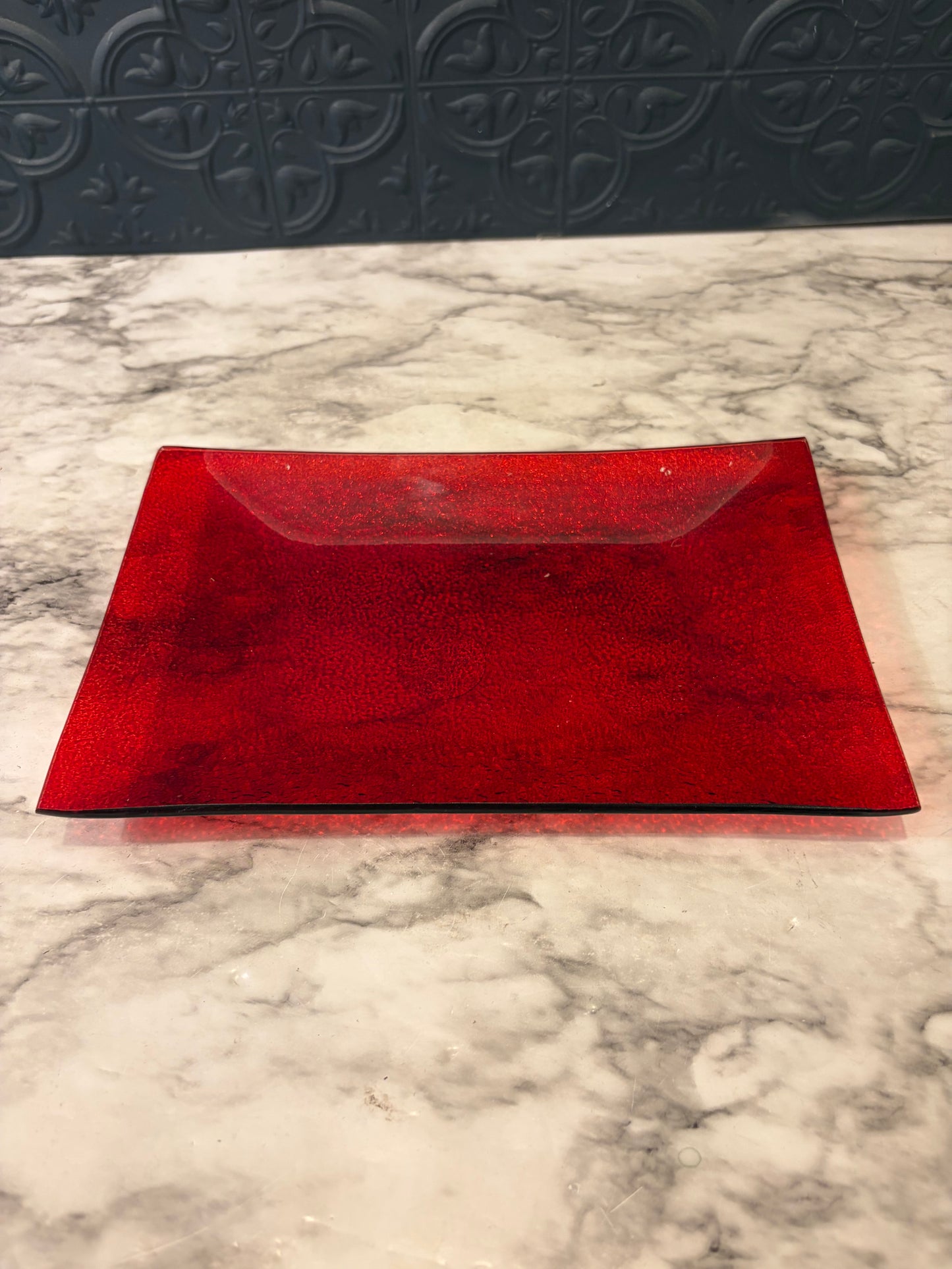 Rectangle Red Glass Plate