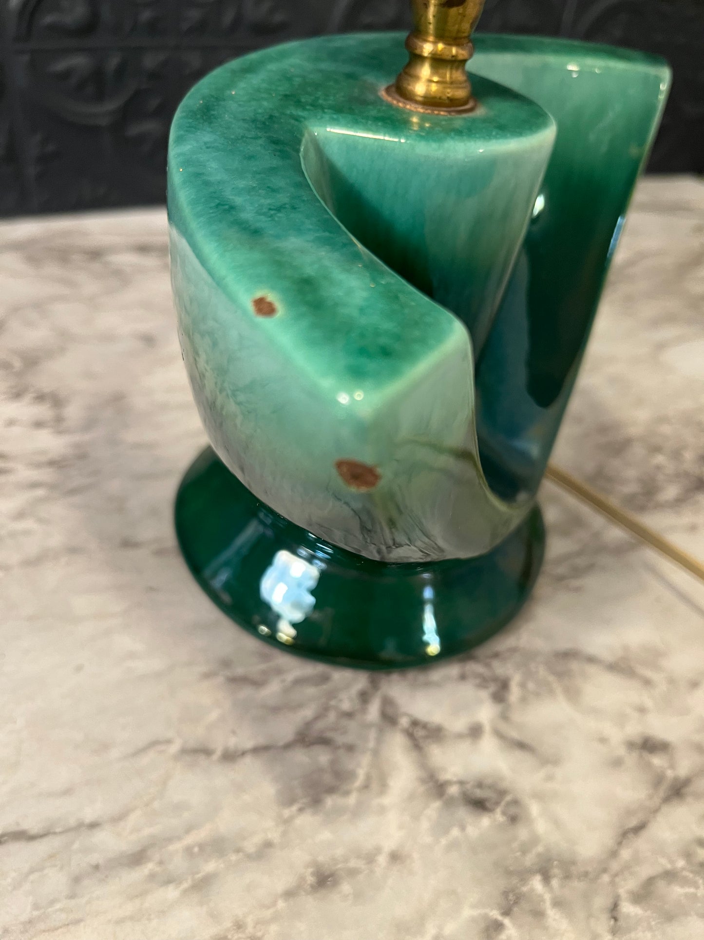 Mid Century Green Ceramic Lamp