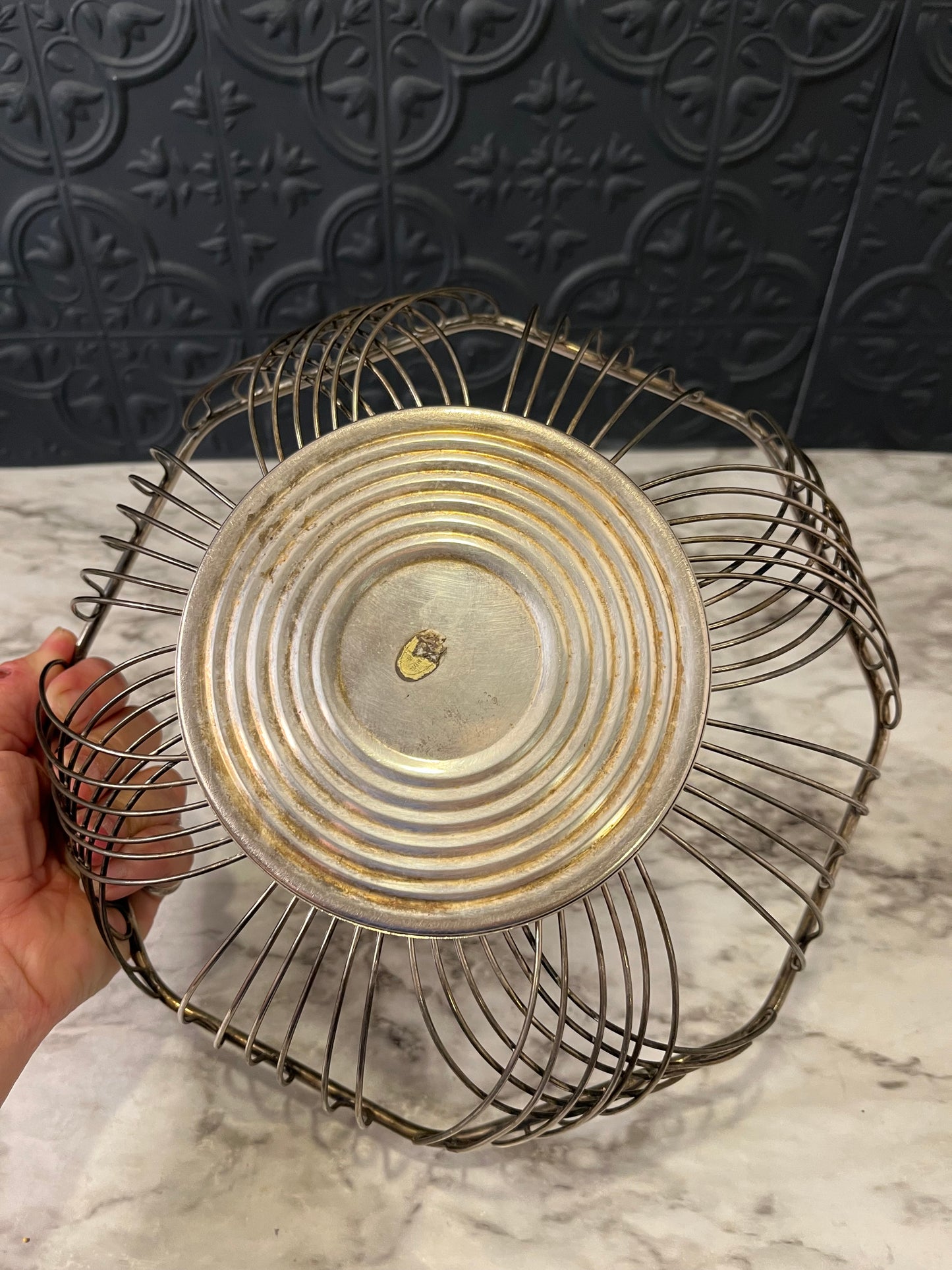 Silver plate octagon wire basket