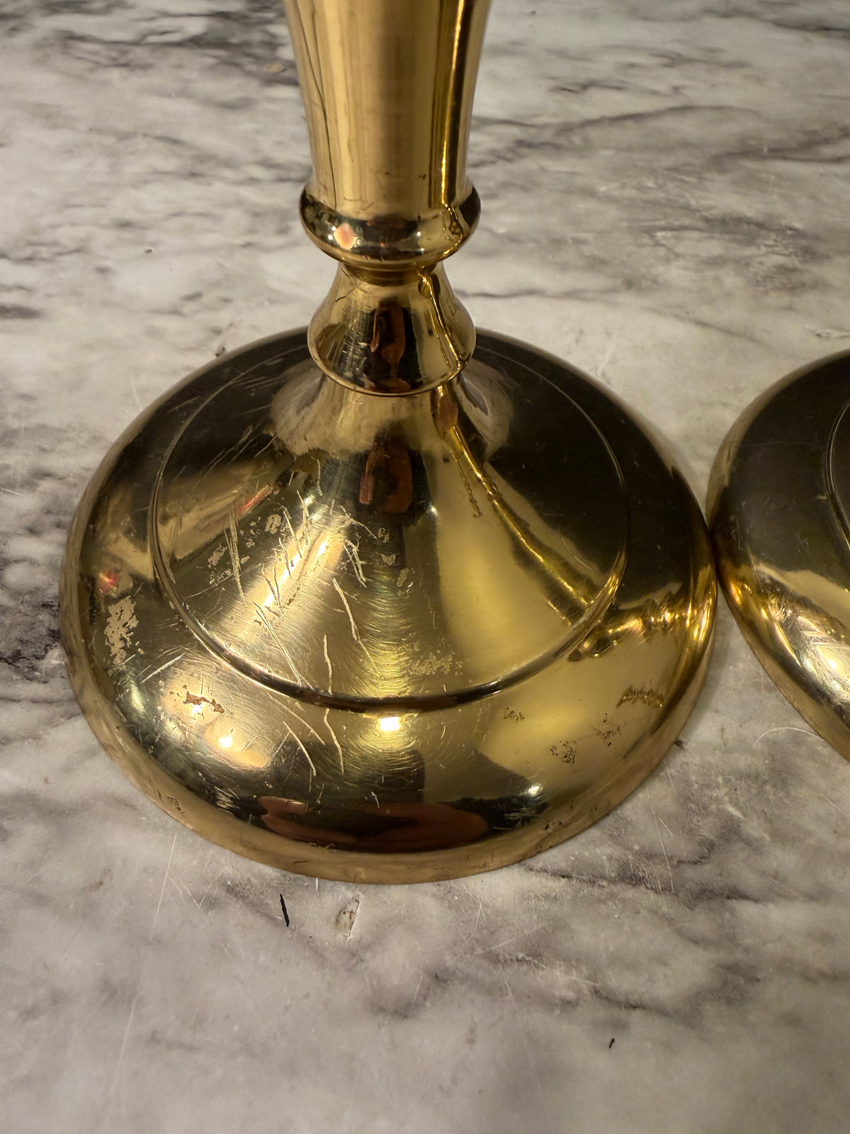 7" Heavy Brass Candlestick Pair
