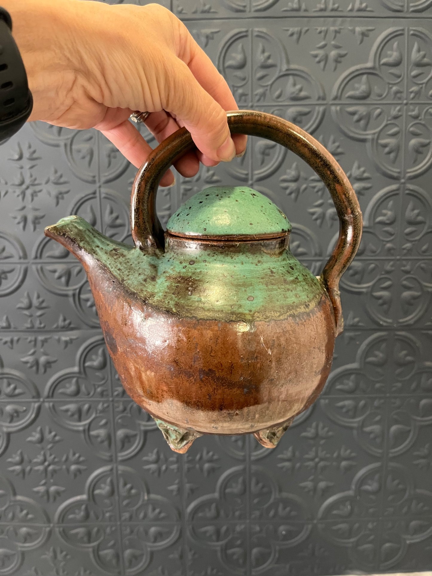 Pottery Tea Pot with Chip