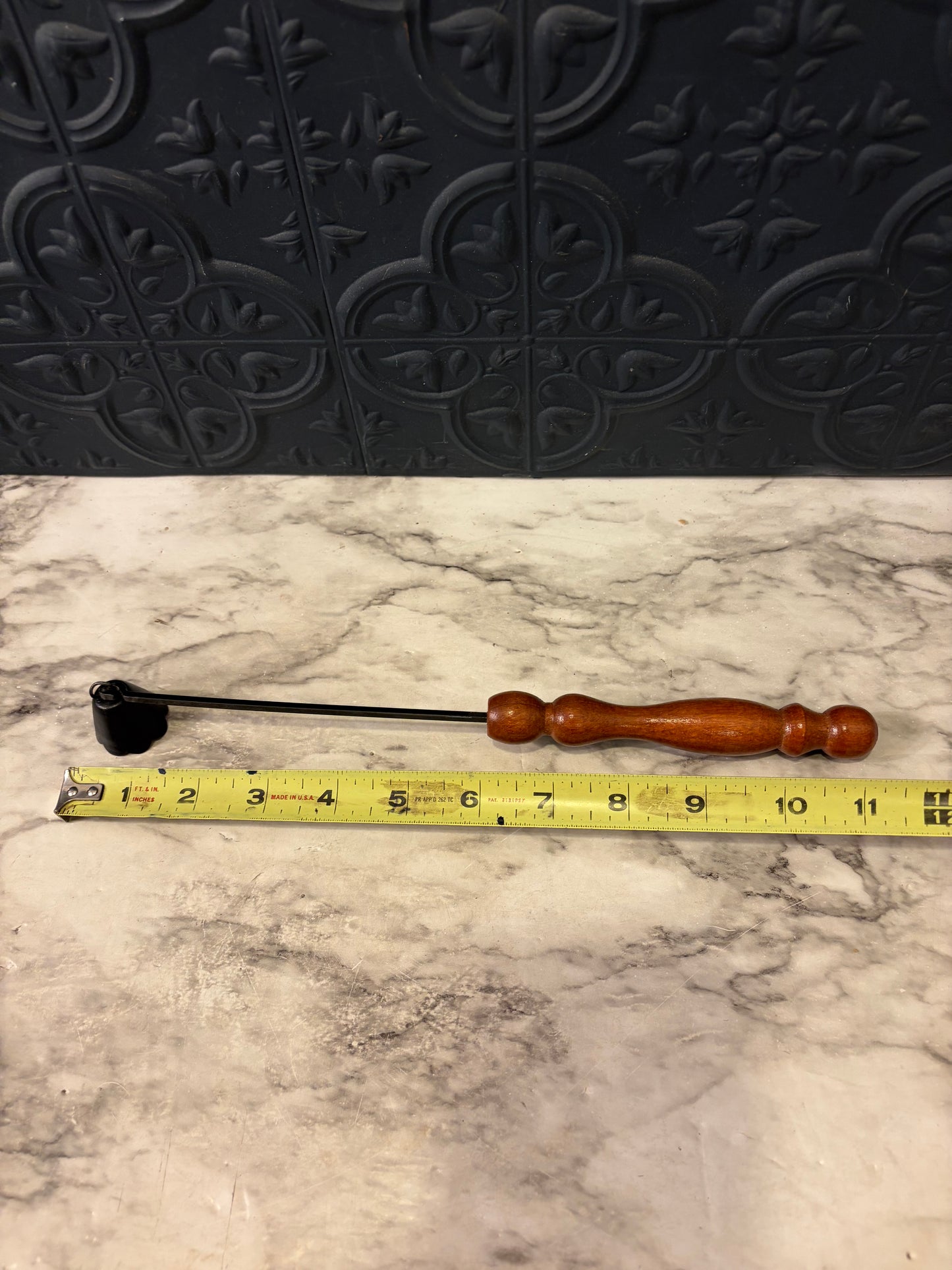 Vintage Wood Handle candle snuffer with Black cup