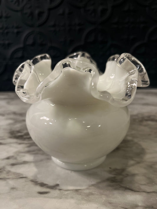 Fenton White Ruffle Vase/Bowl