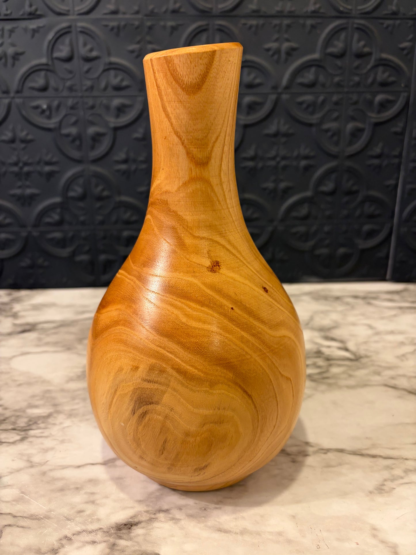 Hand Carved Wooden Vase Signed