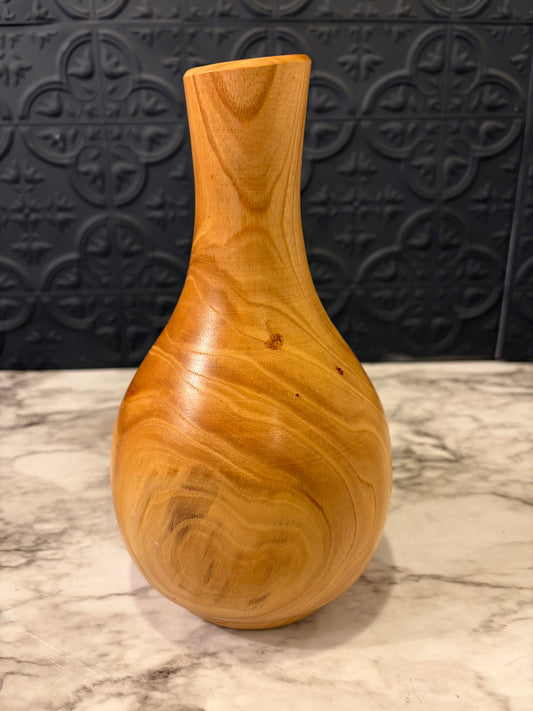 Hand Carved Wooden Vase Signed