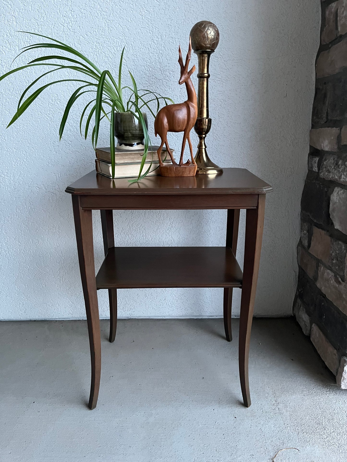 Side Table with Lower shelf Contemporary Style