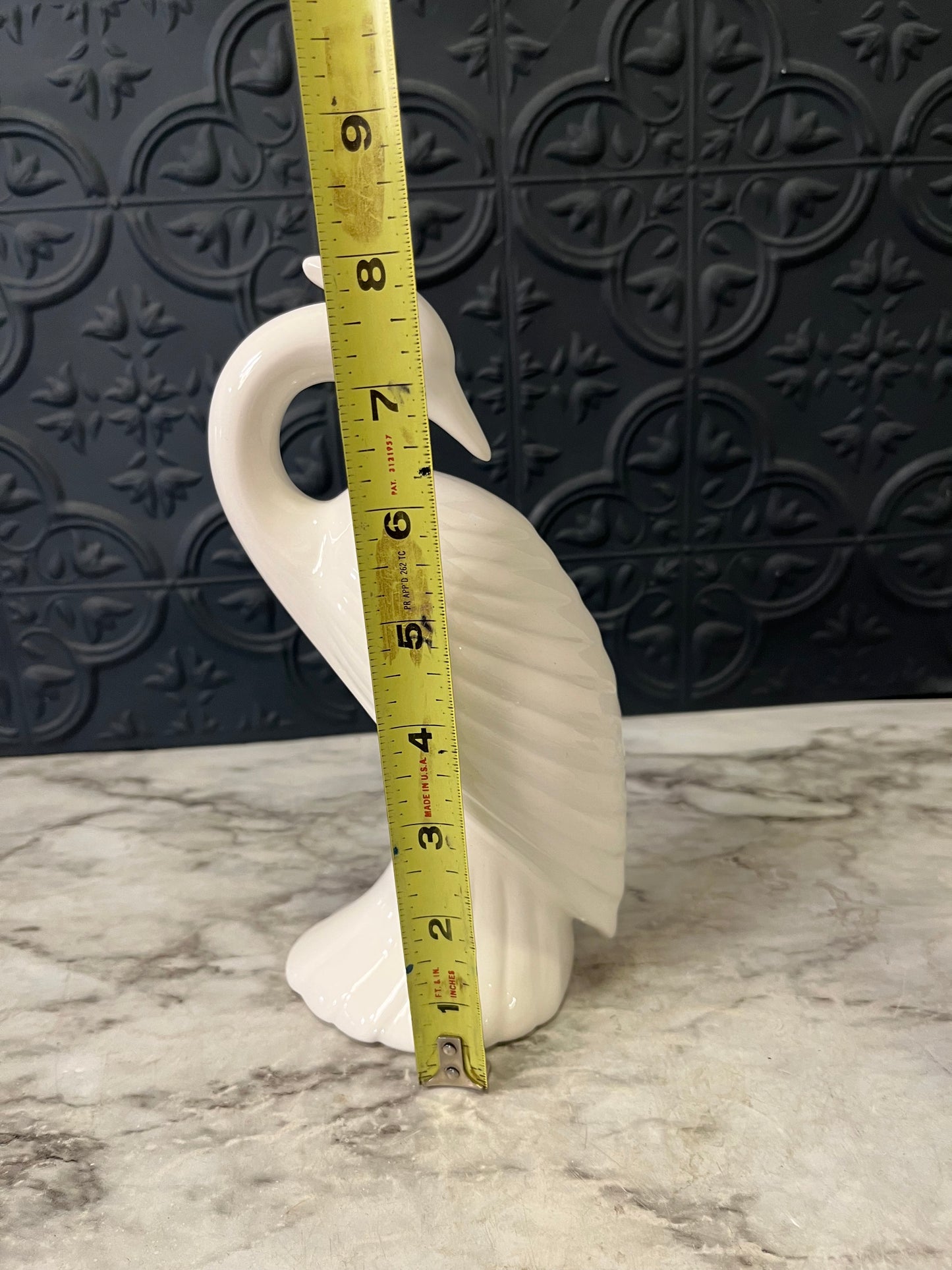 Art Deco White Ceramic Heron