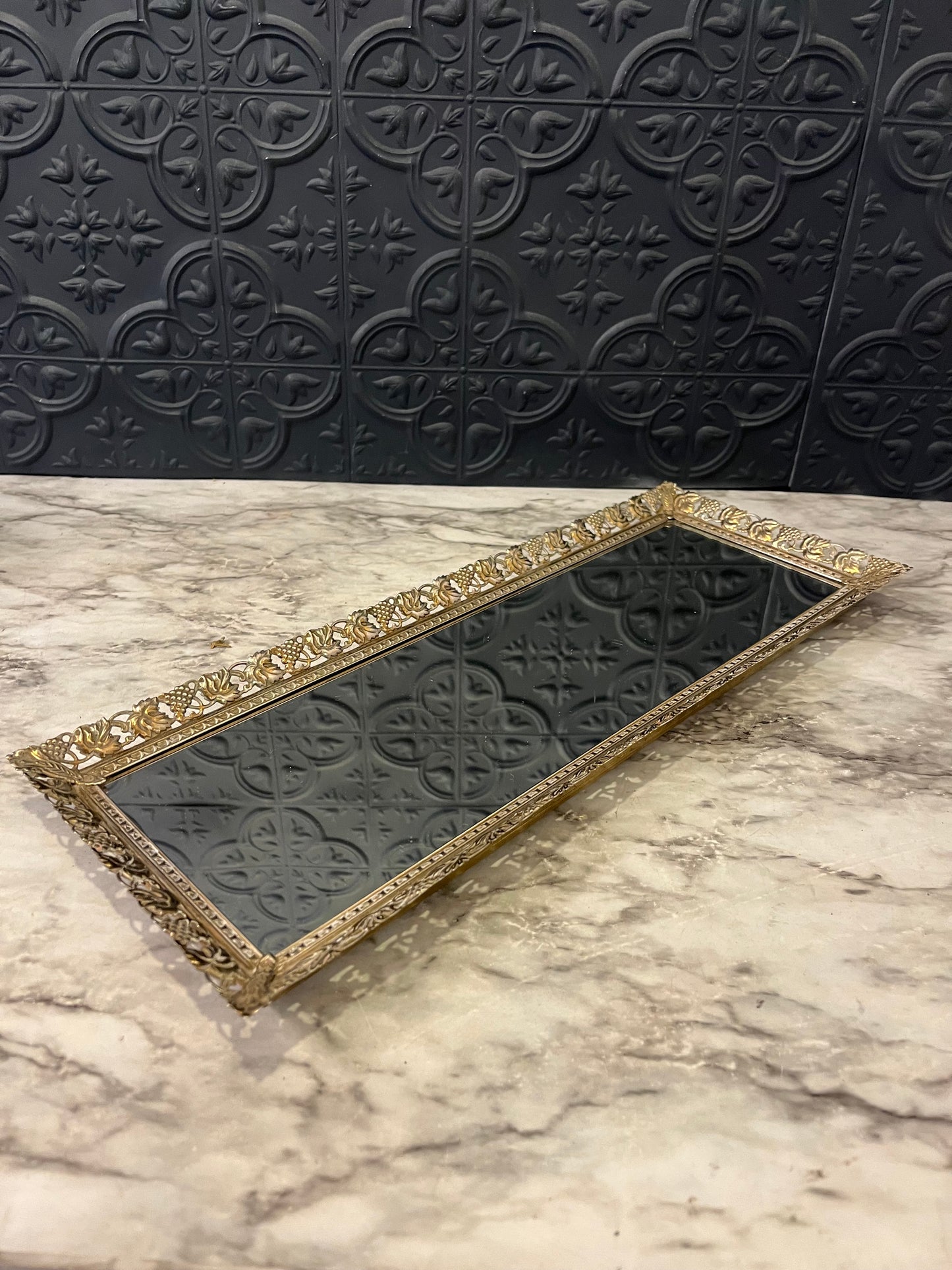 Rectangle Mirror Glass Tray  16x6