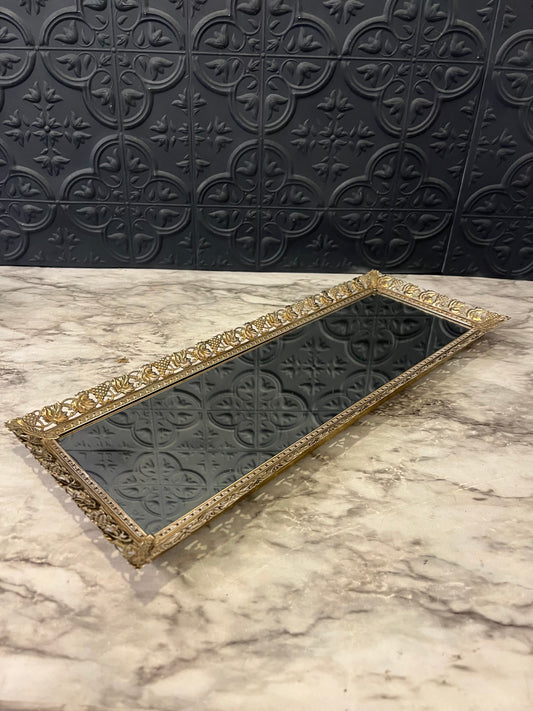 Rectangle Mirror Glass Tray  16x6
