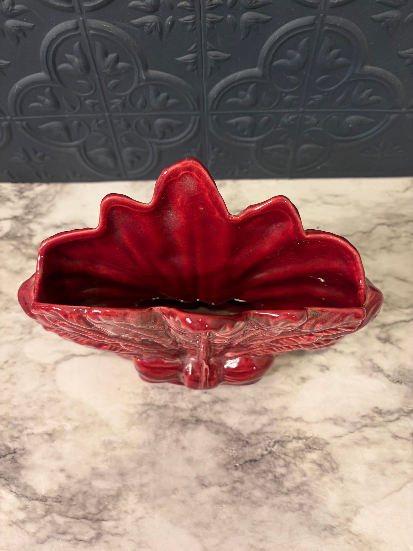 Haegar Red Ceramic Feather Vase
