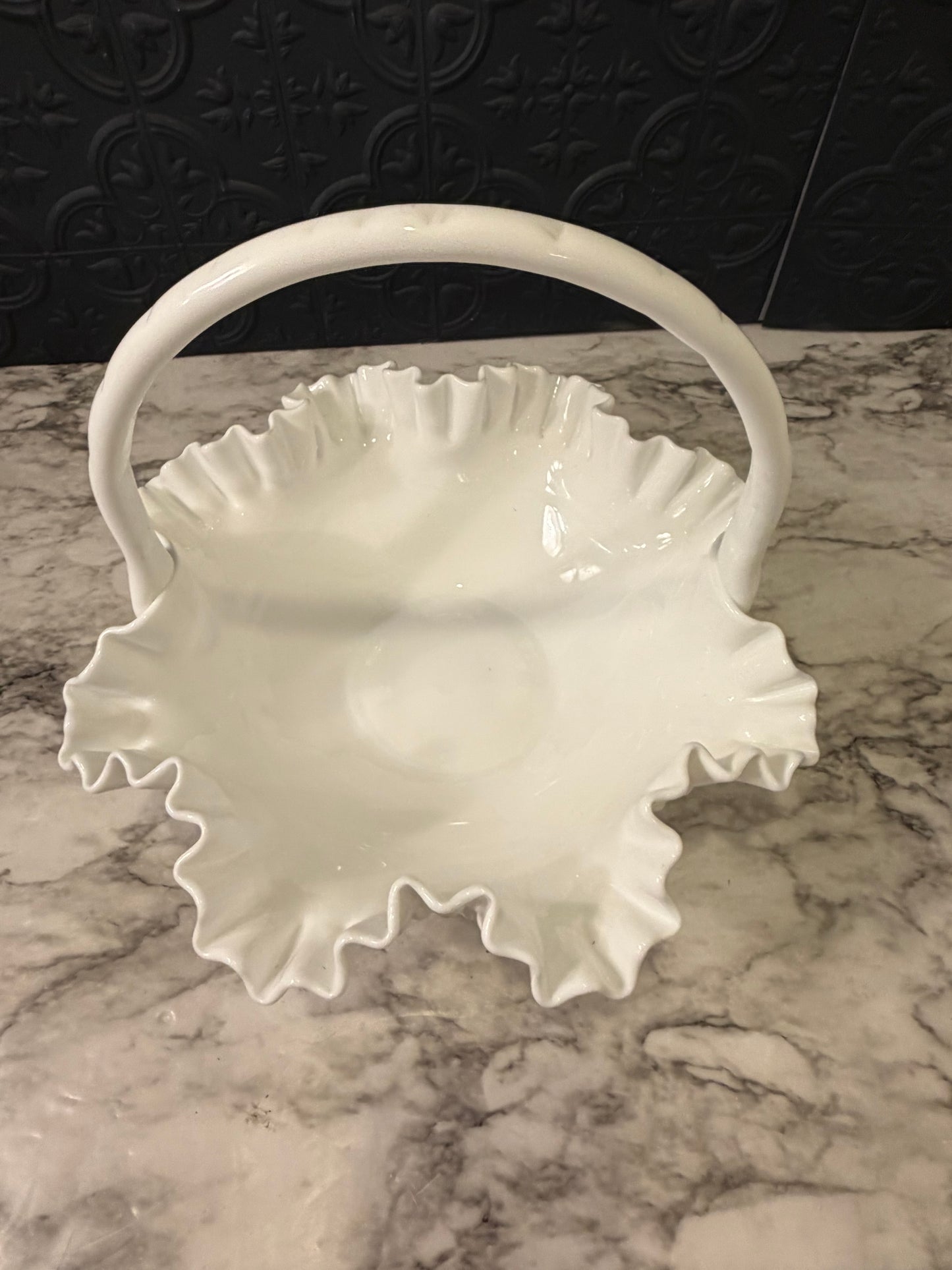 Milk Glass Hobnail Basket
