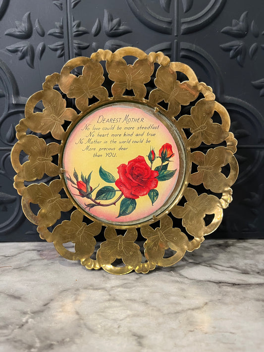 Brass Butterfly Frame with Mother Saying