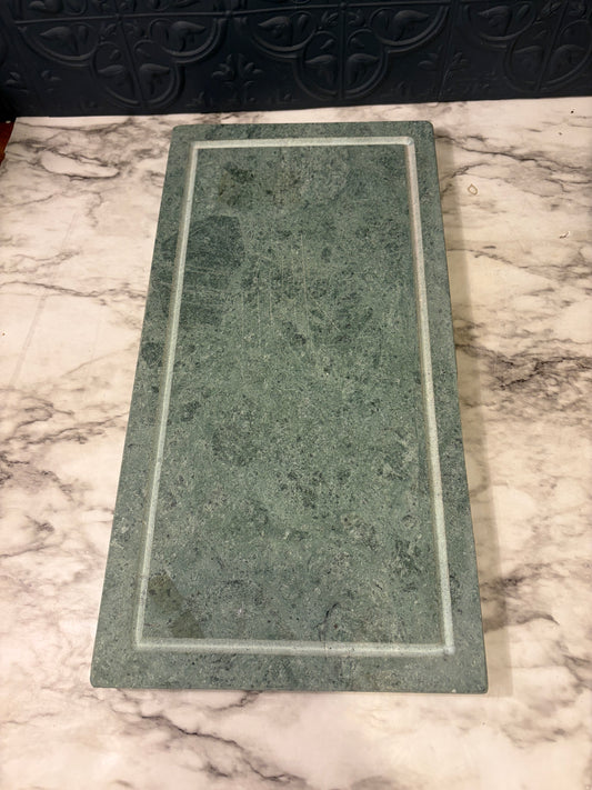 Green Marble Rectangle Tray with Border