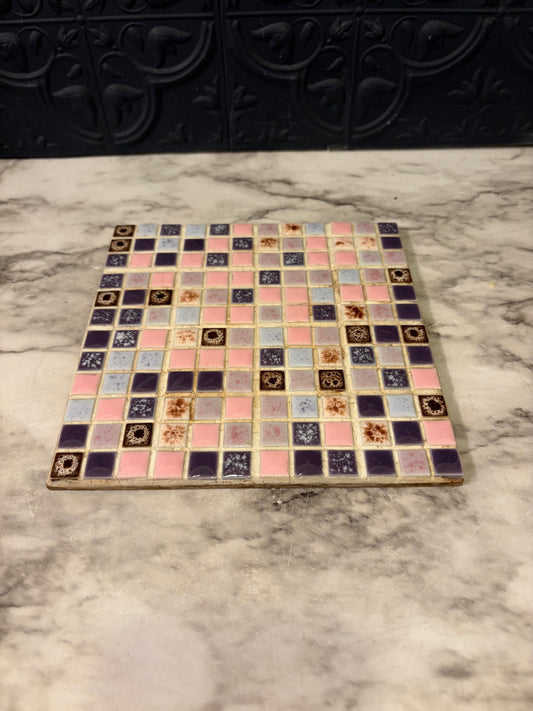 Pink and Purple Ceramic Tile Trivet