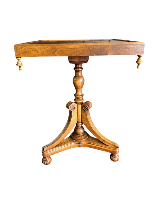 Antique Wood Parlor Table with Finial Corners