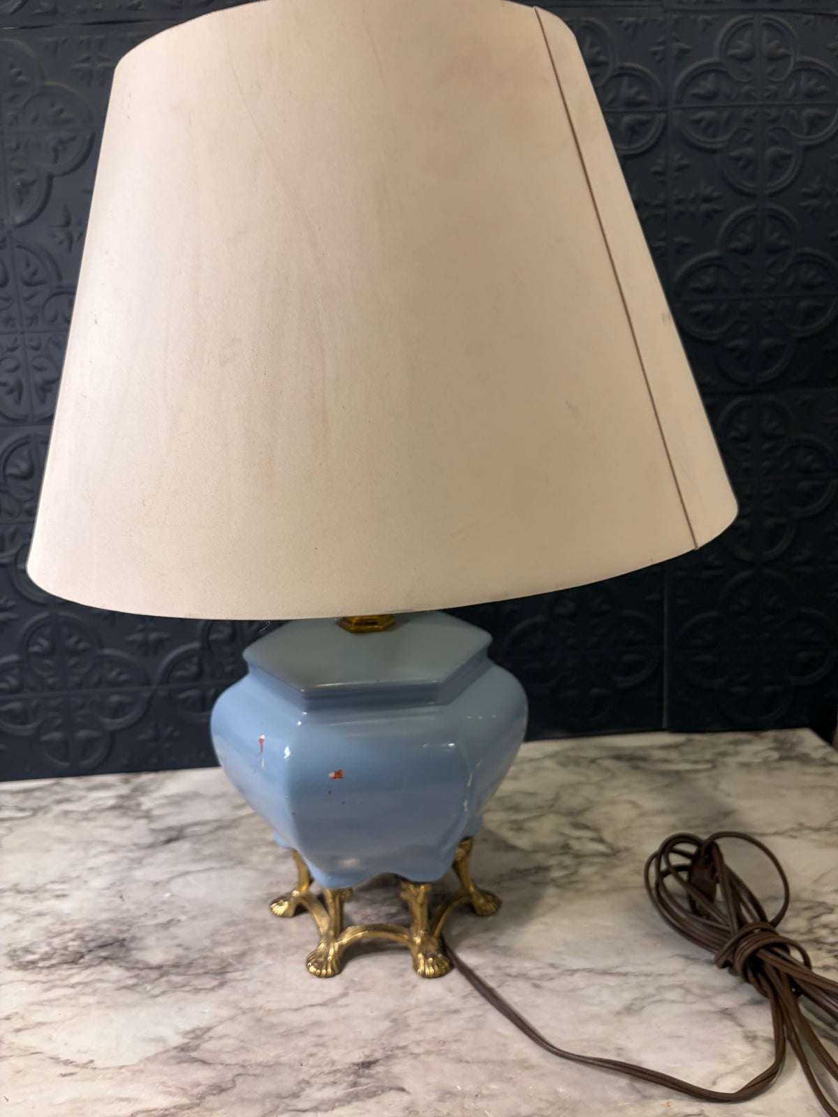 Asian Style Table Lamp Painted Blue