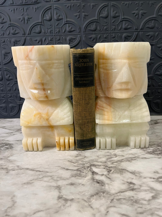 Onyx stone Tiki bookends 8"