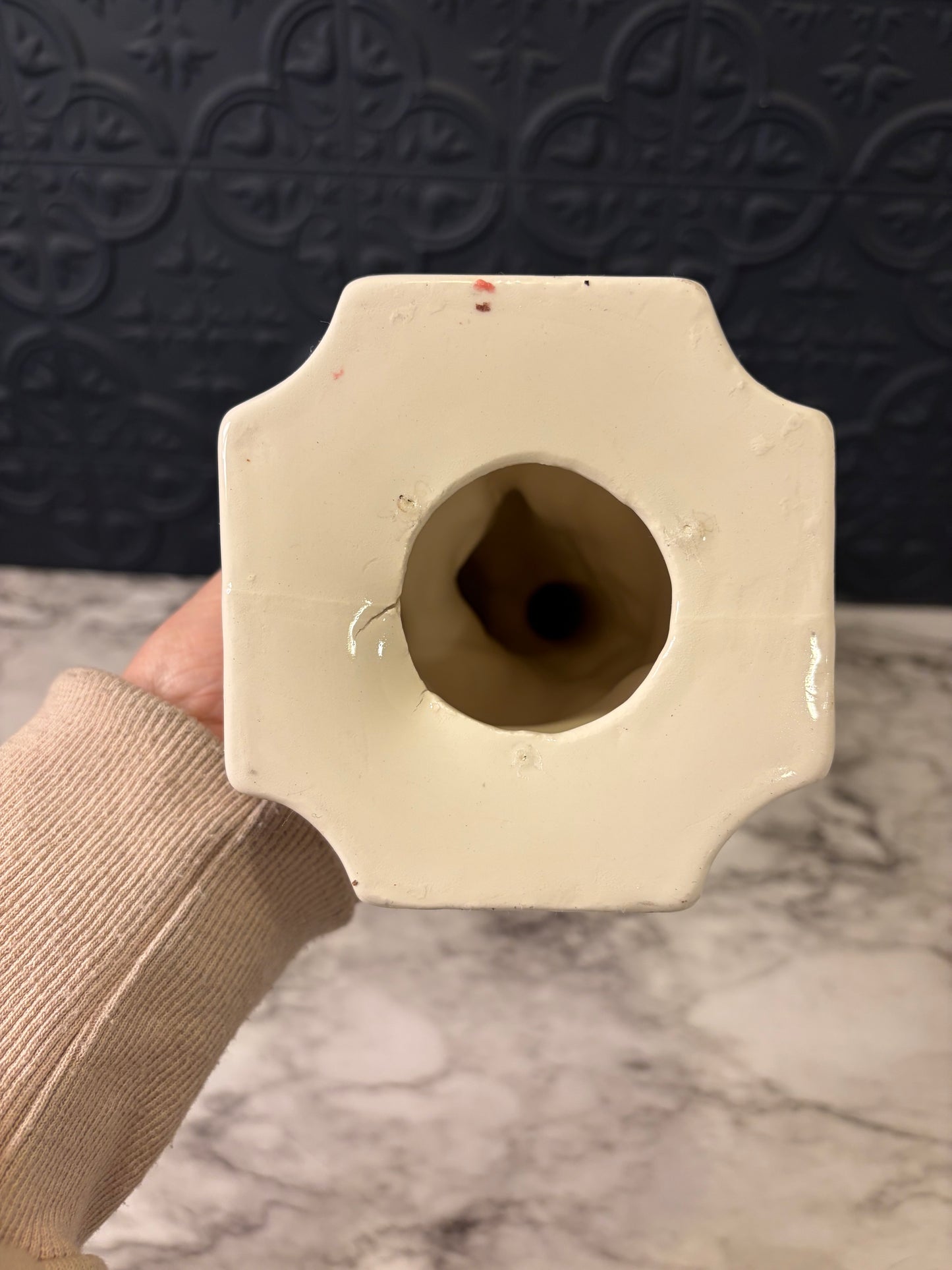White Ceramic Cherub Pedestal Bowl
