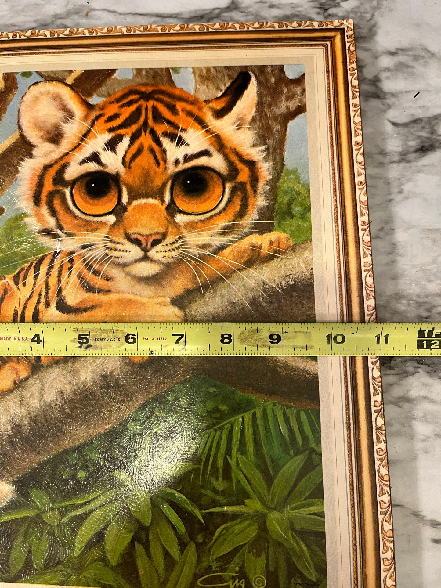 Vintage Big Eye Tiger Print on board