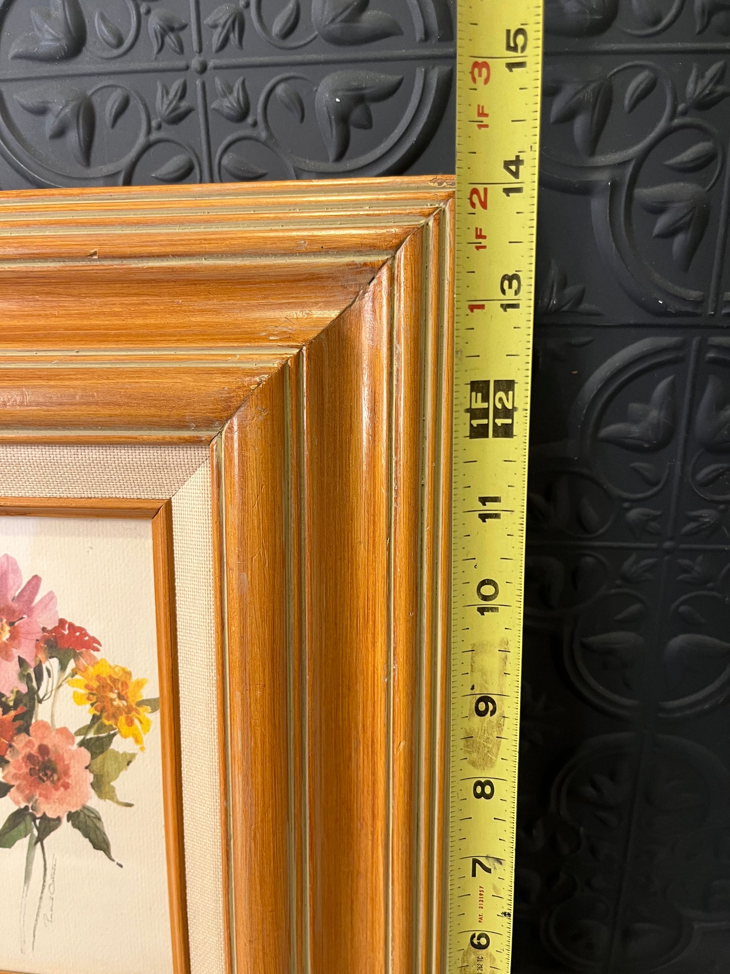 Light Wood Frmed Floral  Artwork Pink