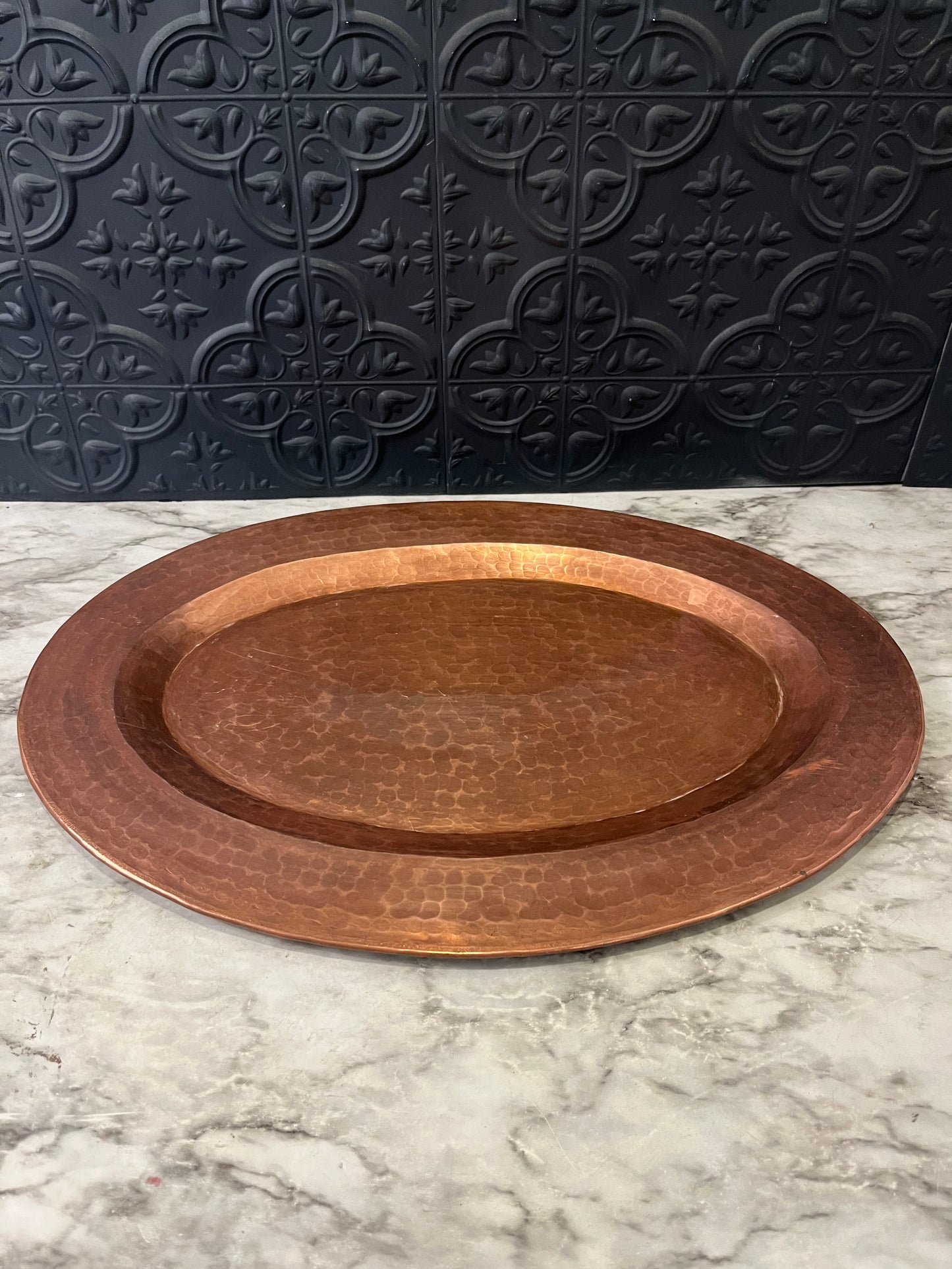 Oval Hammered Copper Tray 17"