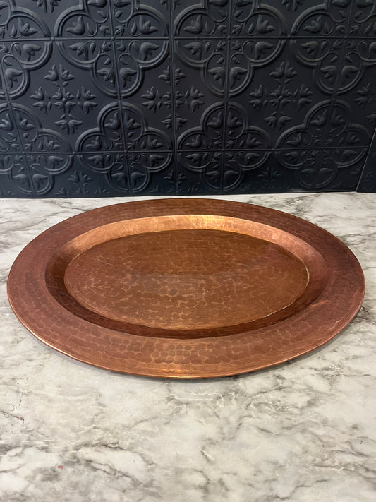 Oval Hammered Copper Tray 17"
