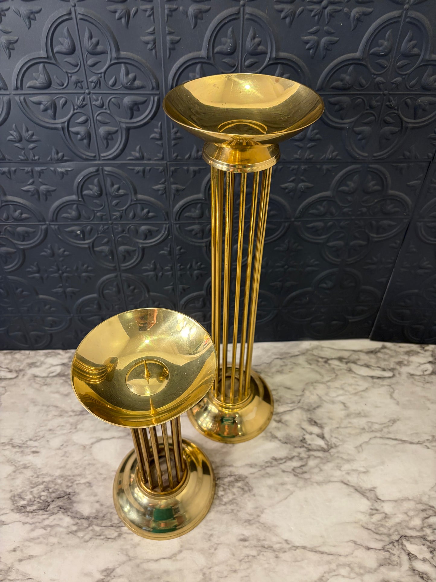Brass Pillar Set of 2 Open Rod Design