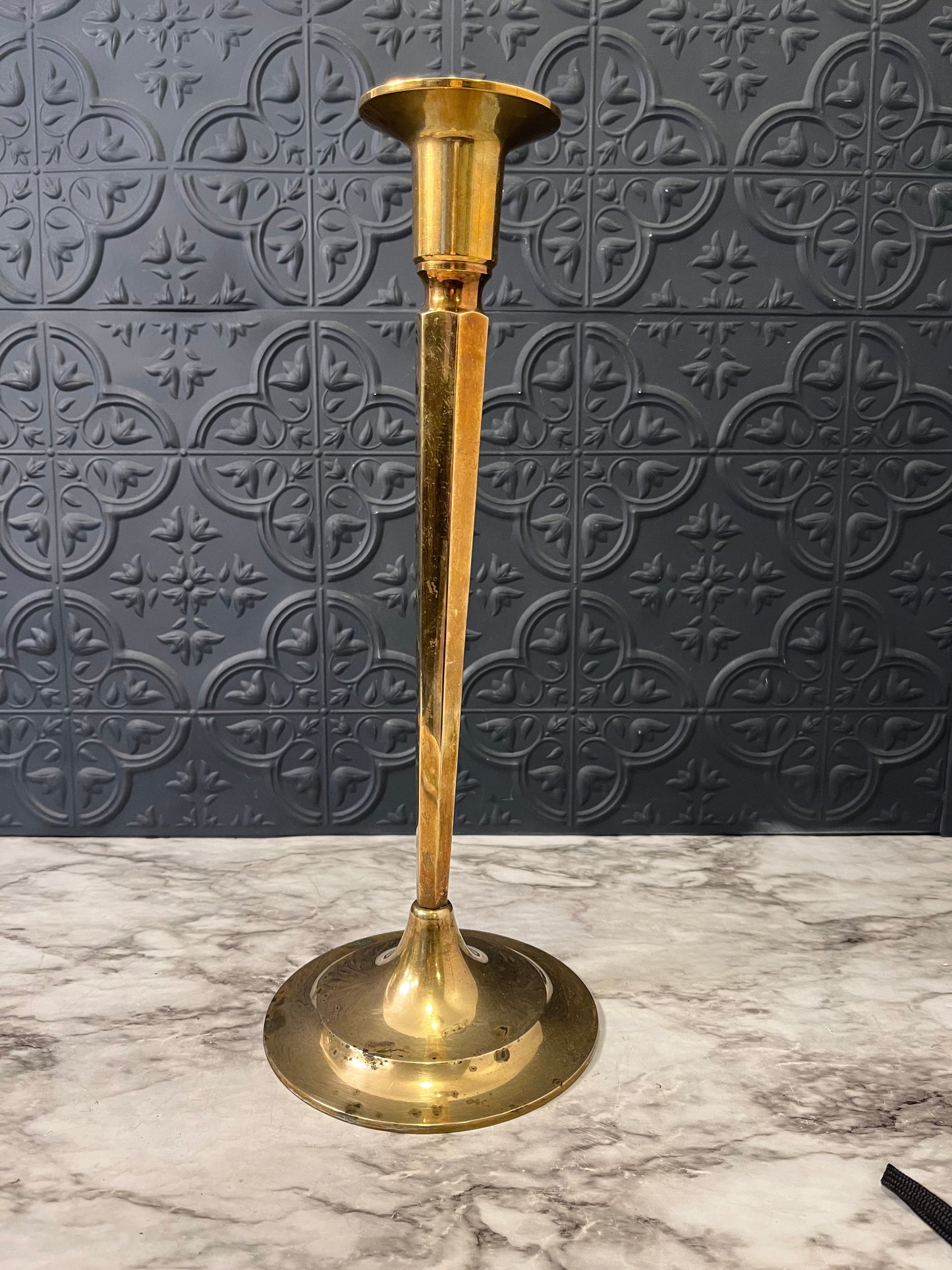 Tall Brass Candle Holder Taper Shaft