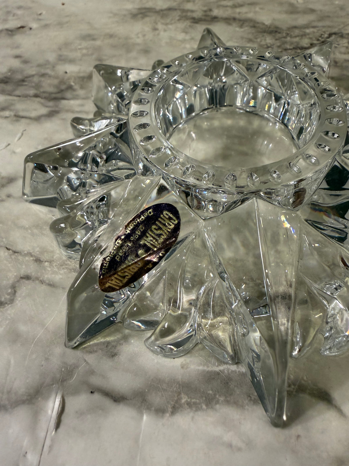 Lead Crystal Votive Holder Snowflake
