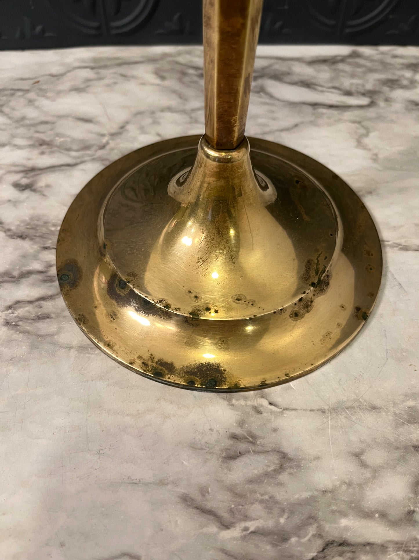 Tall Brass Candle Holder Taper Shaft