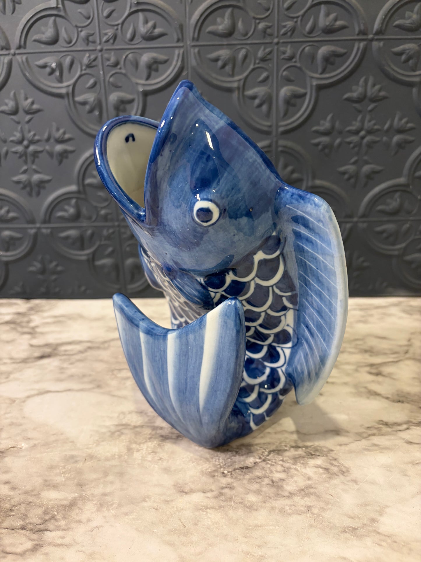 Japanese Blue Fish Vase
