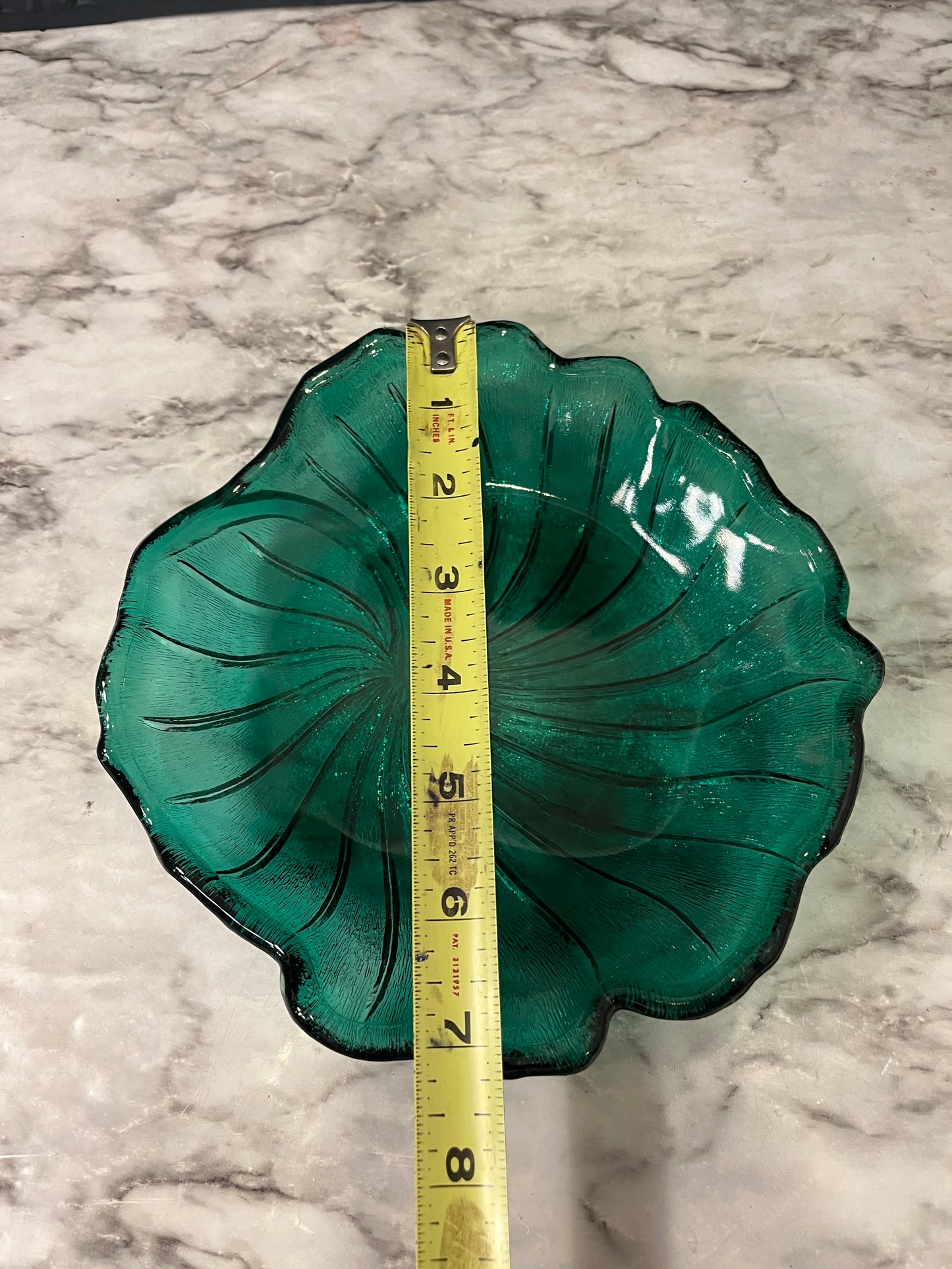 Teal Glass Lily Pons dish