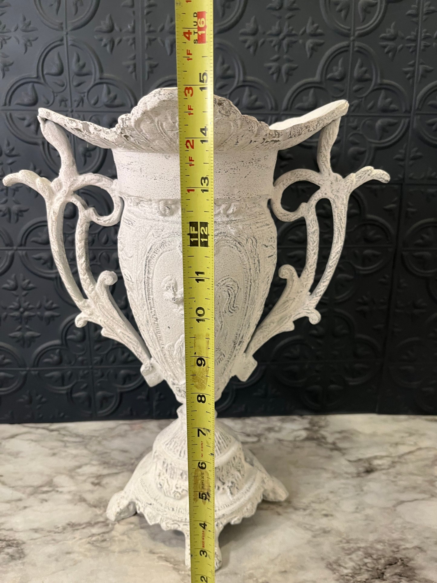 White Washed Large Trophy Style Planter