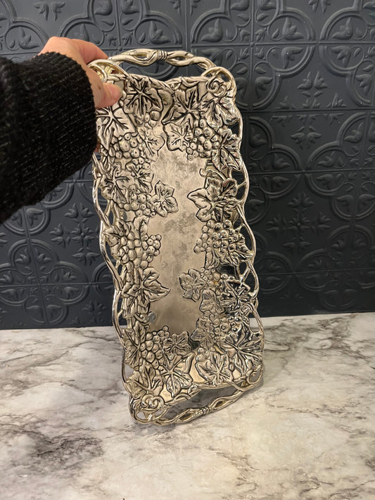 Silver Plated Godinger Tray with Grapes