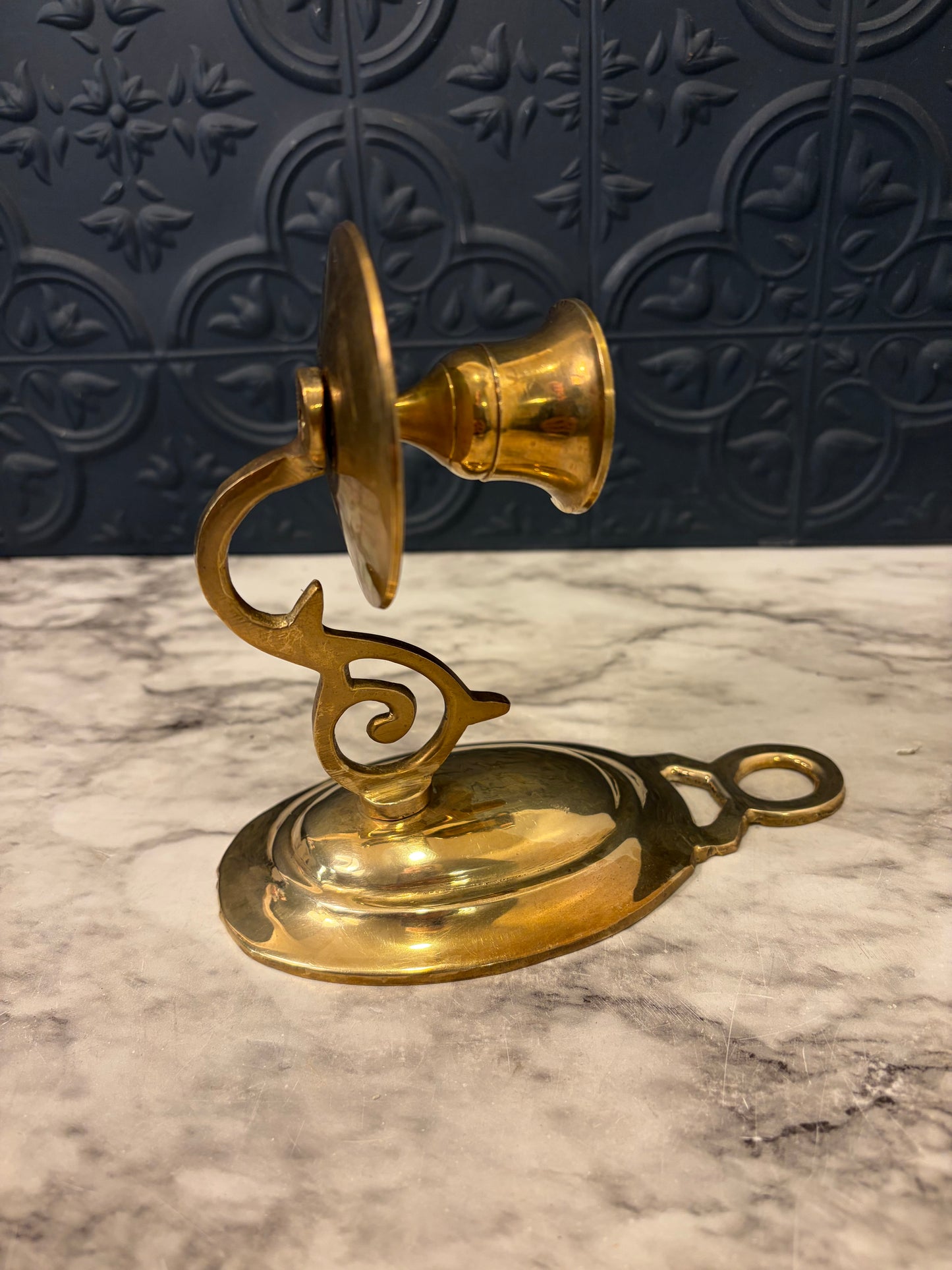 Oval Brass Sconce with swirl design