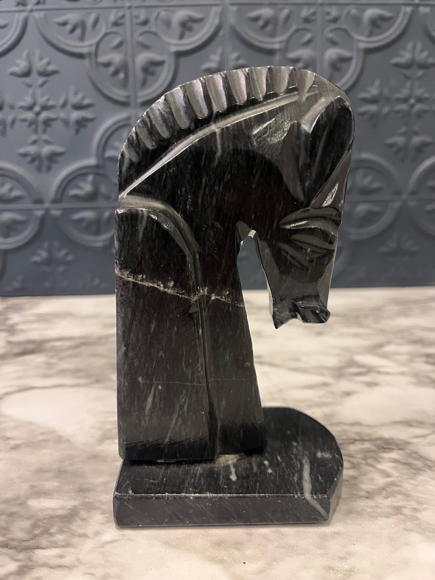 Black Onyx Horse Head Bookend 6"