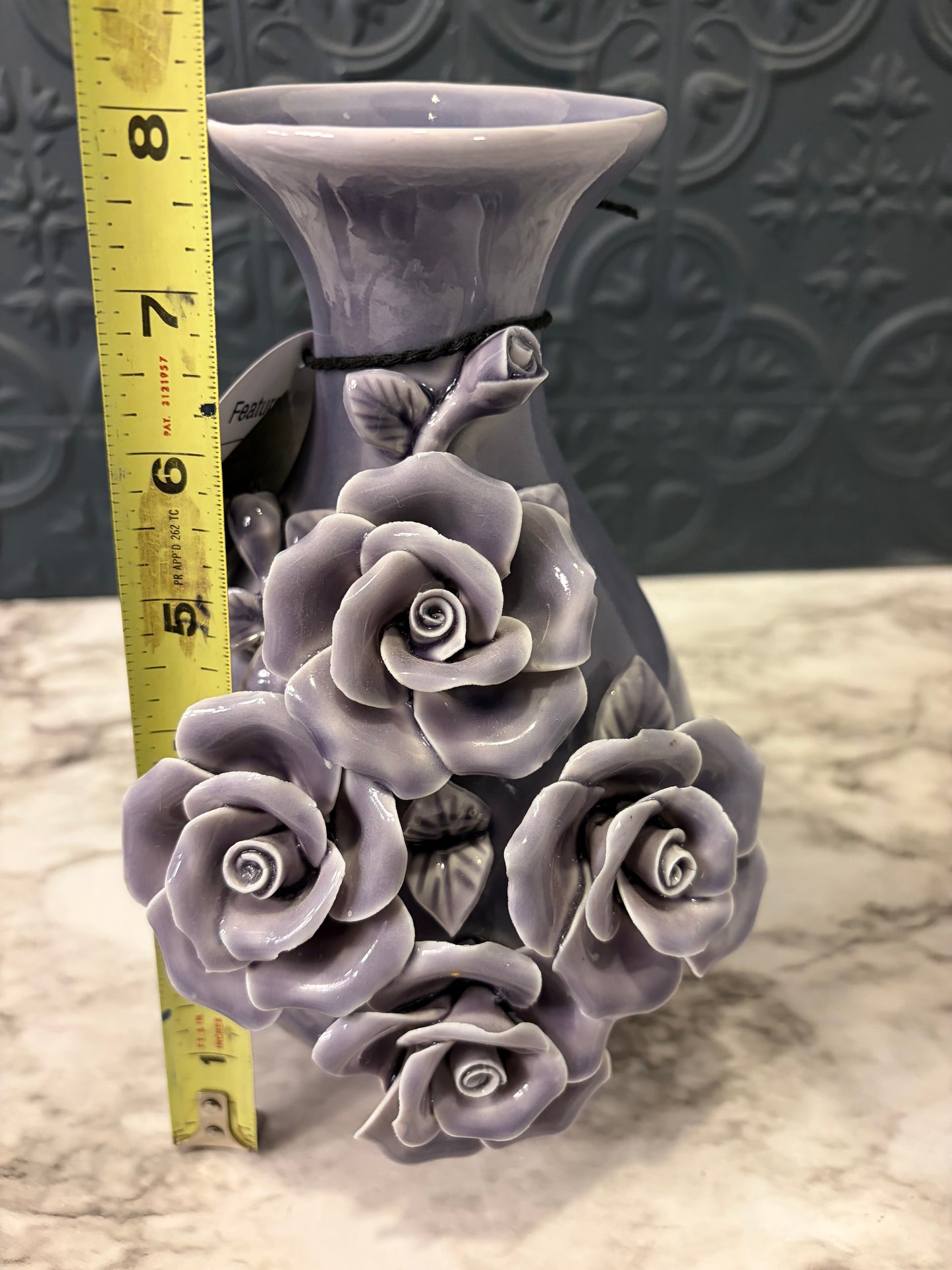 Purple Vase with 3D Flowers