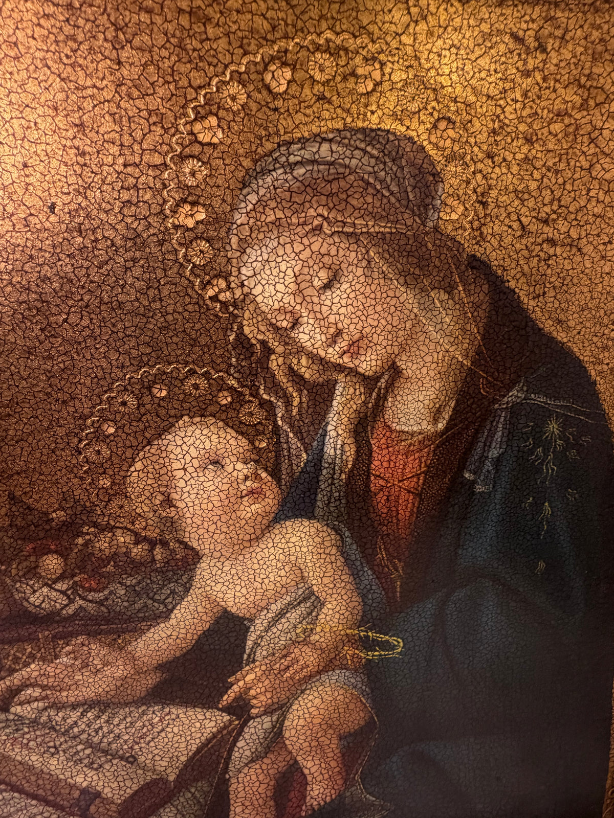 Botticelli's Madonna  In Gold Leaf From Italy Framed