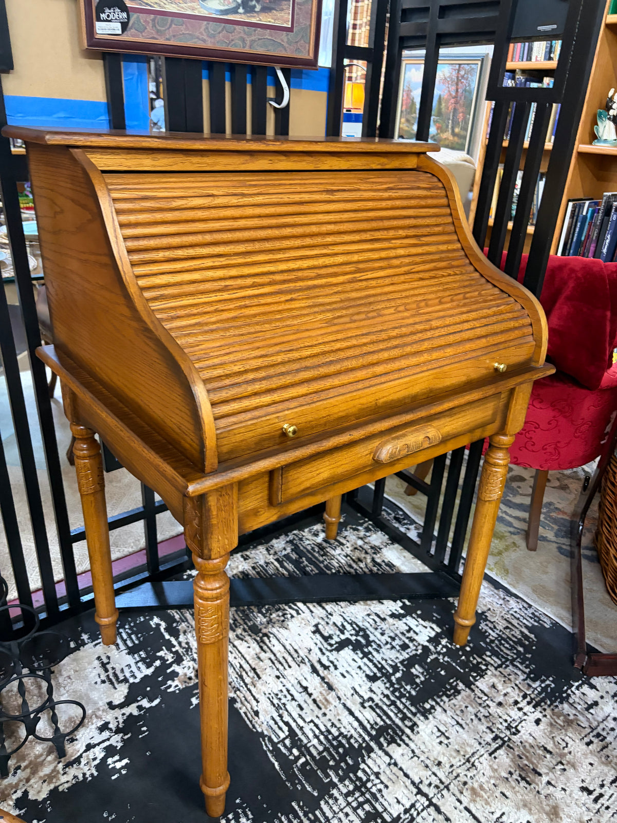 Oak Roll Top Desk  45 x 32